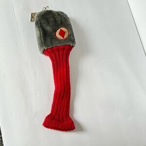 Vintage golf club head cover gray red